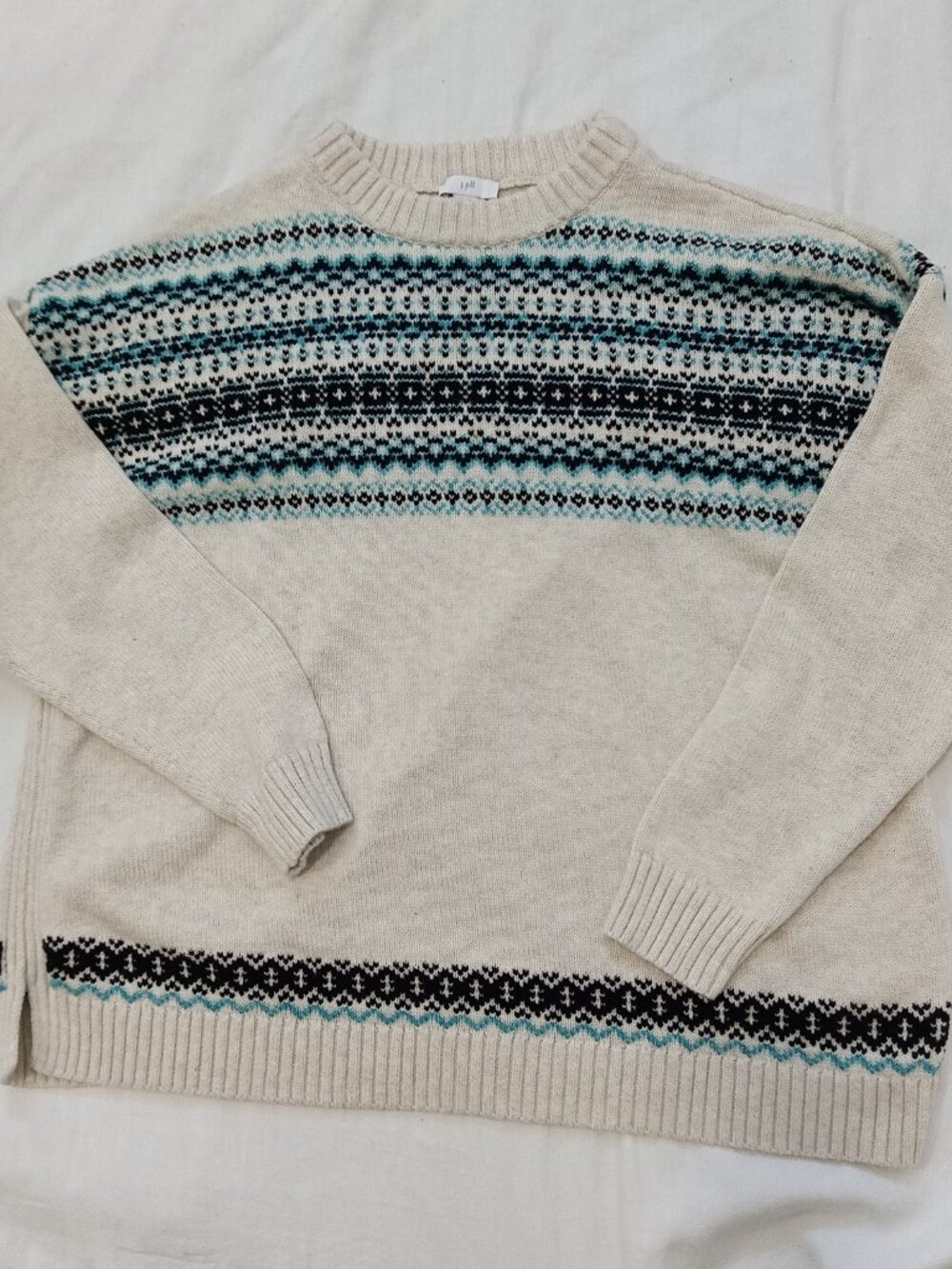 J. Jill Womens Cotton Blend Fair Isle Small Sweater